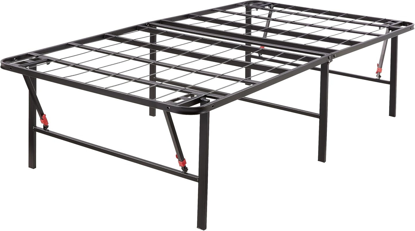 NEW - Amazon Basics TWIN Foldable Metal Platform Bed Frame with Tool Free Setup, 18 Inches High, Sturdy Steel Frame, No Box Spring Needed, Twin, Black - Retail $80