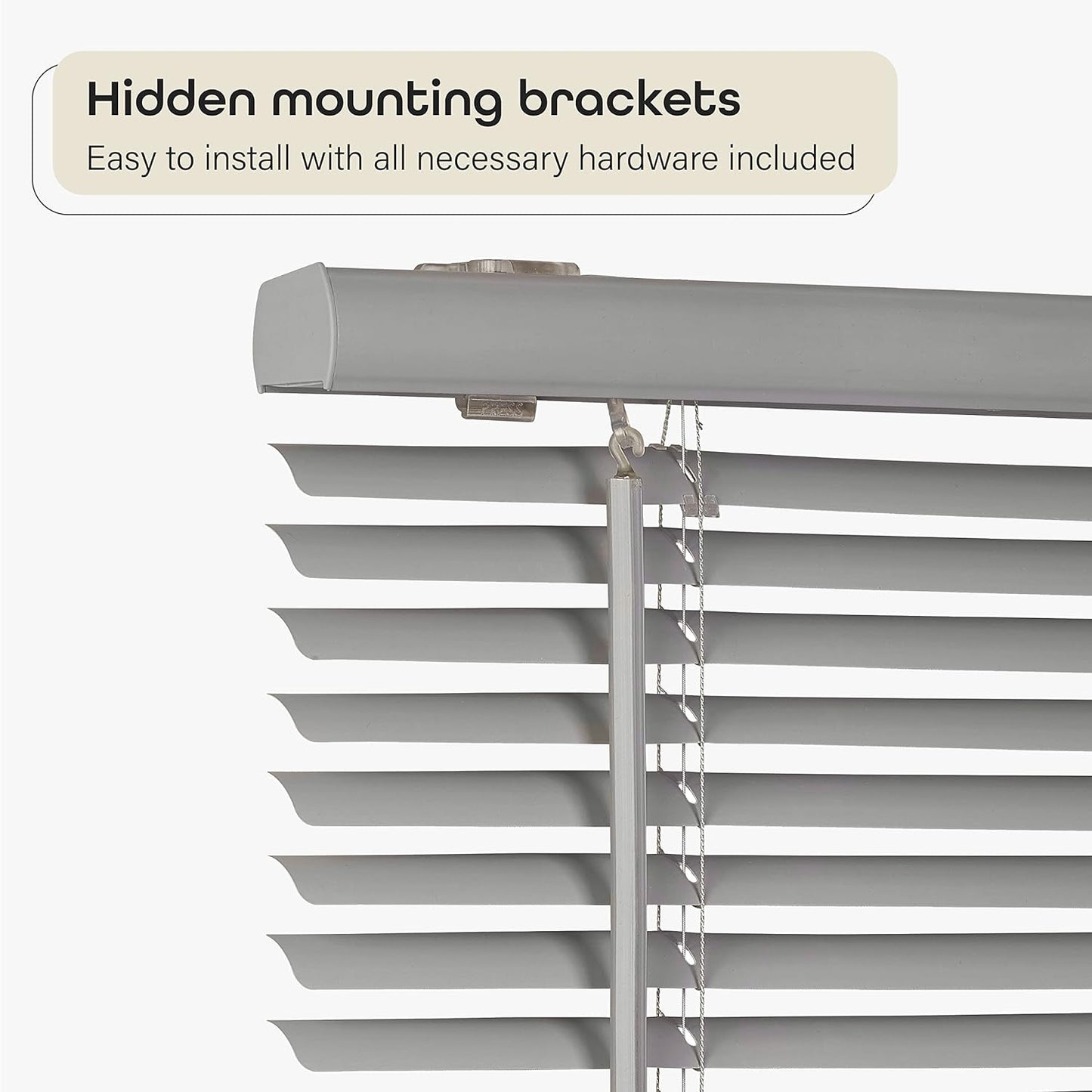 NEW - Cordless Room Darkening Mini Blind - 48 Inch Width, 64 Inch Length, 1" Slat Size - Gray - Cordless GII Deluxe Sundown Horizontal Windows Blinds for Interior by Achim Home Decor - Retail $38