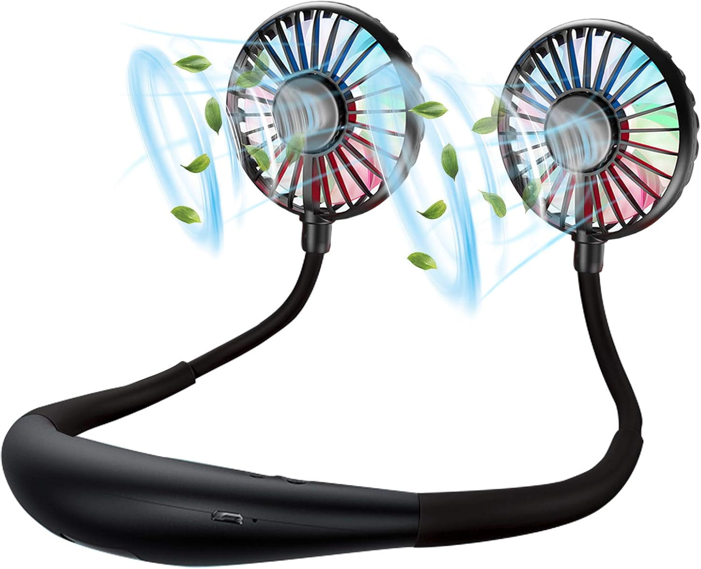 Neck Fan - 2600mAh Battery Operated Hands Free Fan, Portable Hang Around Neck Fans for Fishing, Camping, Hiking, Working, USB Powered, Over 12 Hours Cooling