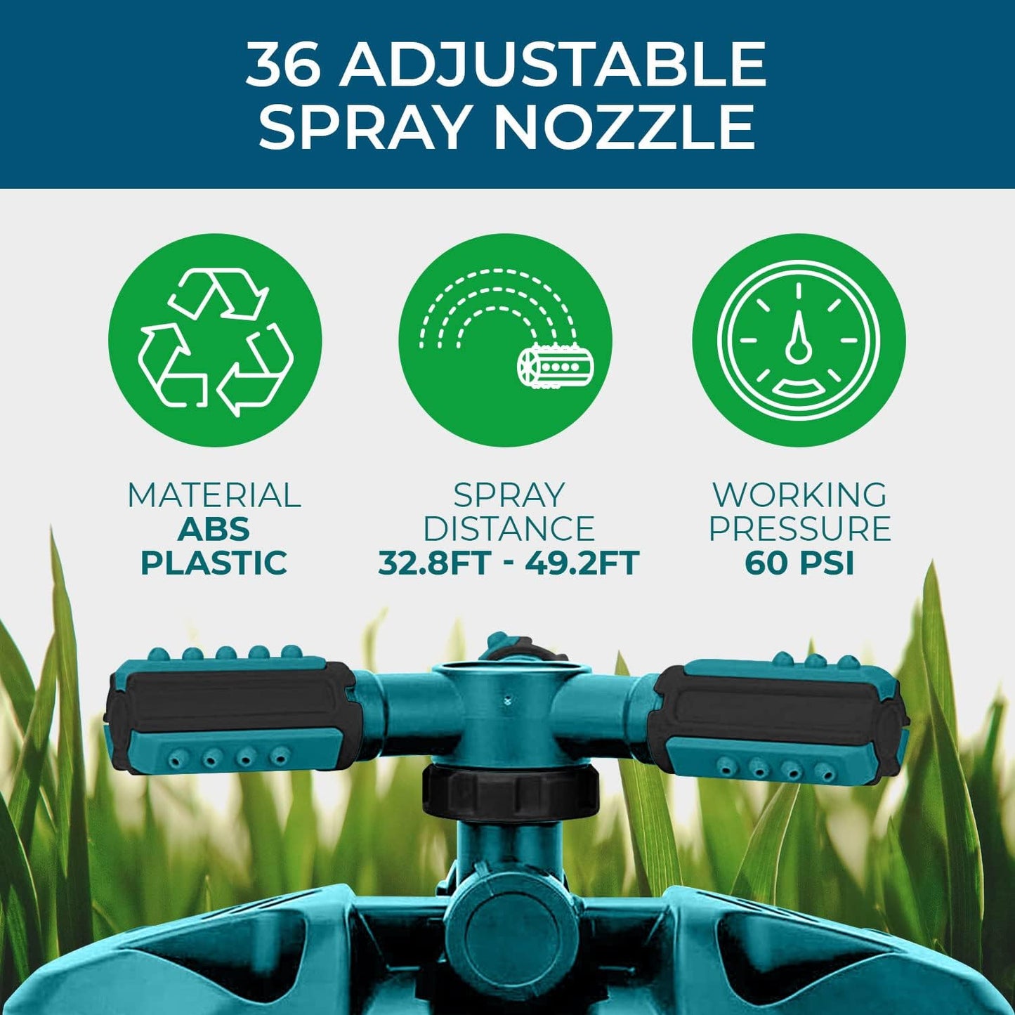NEW - GrowGreen Sprinkler, Rotating Lawn Sprinkler, Large Area Coverage Garden Sprinklers, Strong Base with Brass Connectors - Retail $29