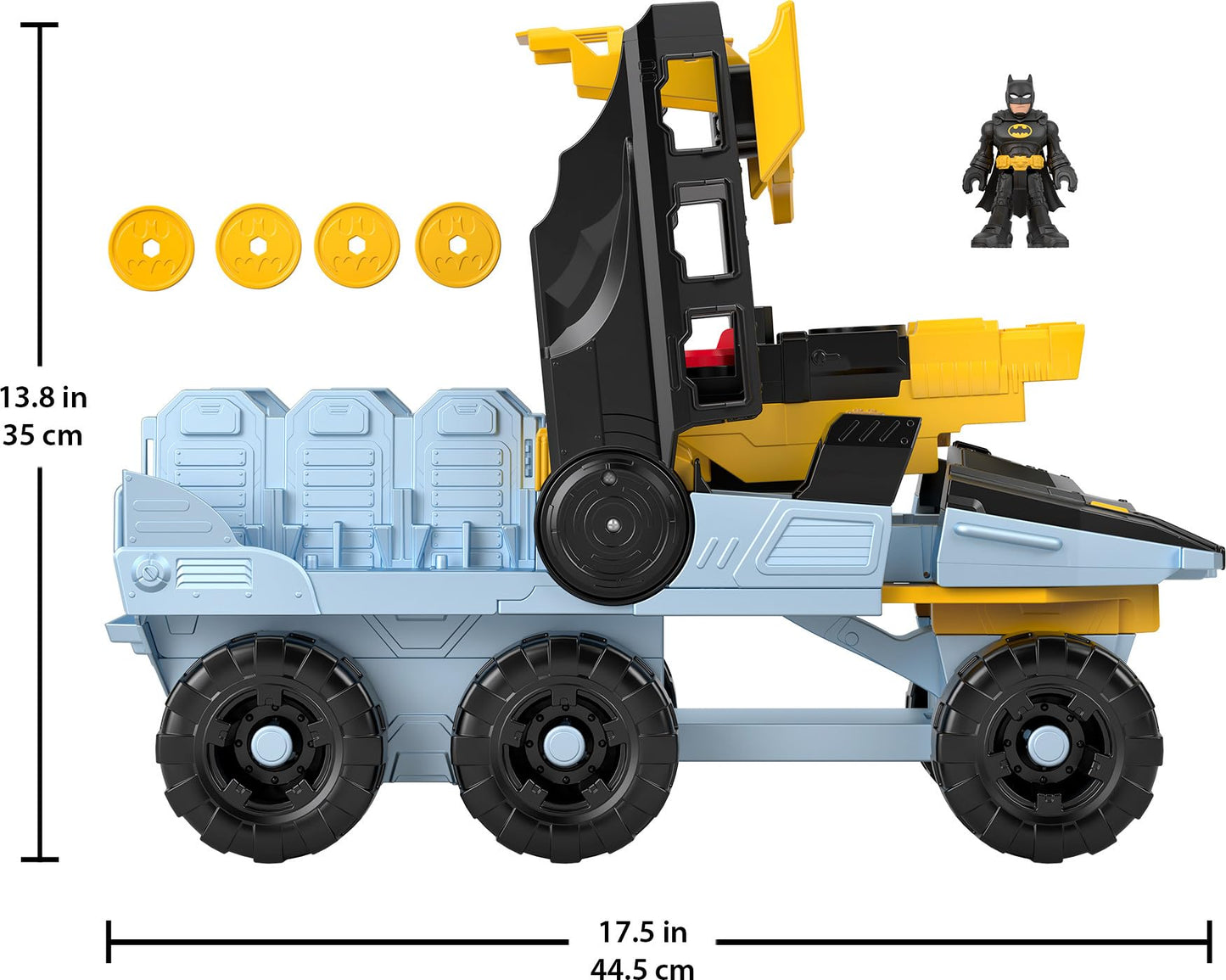 Fisher-Price Imaginext DC Super Friends Batman Toys Transforming Bat-Tank with Lights Sounds Figure & Projectiles for Preschool Kids Ages 3+ Years