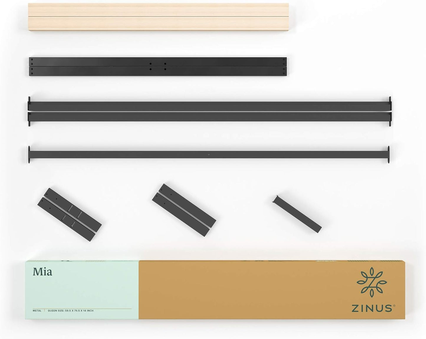 ZINUS KING Mia Metal Platform Bed Frame, Wood Slat Support, No Box Spring Needed, Easy Assembly, Black, King - Retail $98