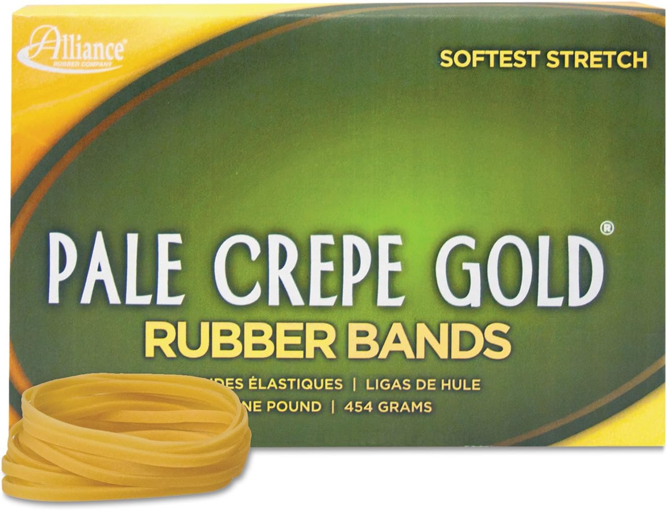 Alliance 20335 Pale Crepe Gold Rubber Bands, Sz. 33, 3-1/2 x 1/8, 1lb Box