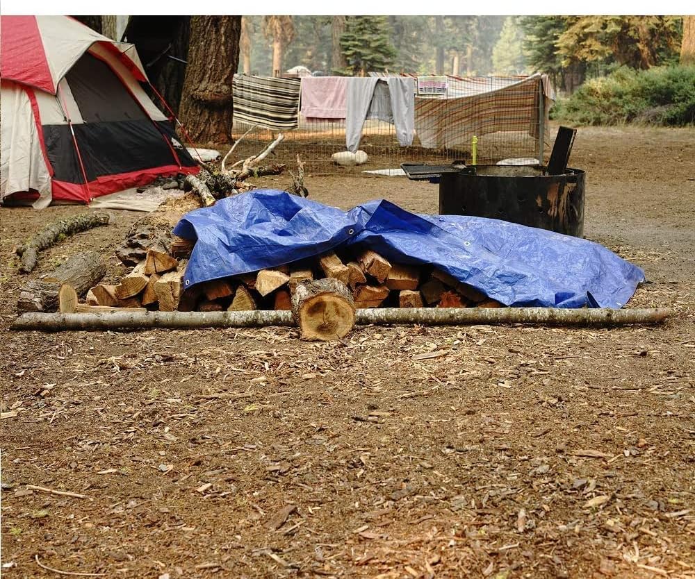 NEW - Grizzly Tarps by B-Air 20in x 30in Large Multi-Purpose Waterproof Heavy Duty Poly Tarp with Grommets Every 36in, 8x8 Weave, 5 Mil Thick, for Home, Boats, Cars, Camping, Protective Cover, Blue - Retail $49