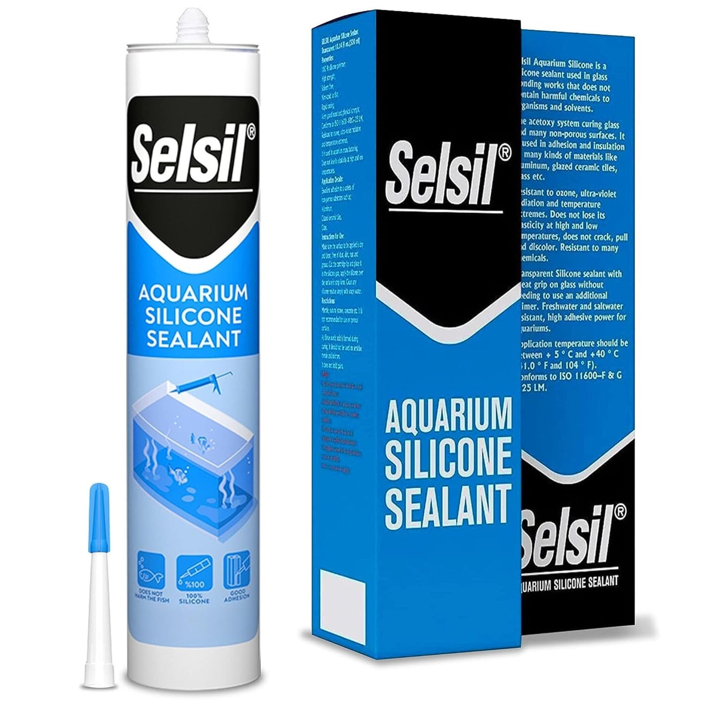SELSIL Aquarium Silicone Clear Sealant - High Elasticity, Safe for Fish, Solvent-Free, Ozone-Resistant, Transparent 10.14 Fl Oz, 1 Pack