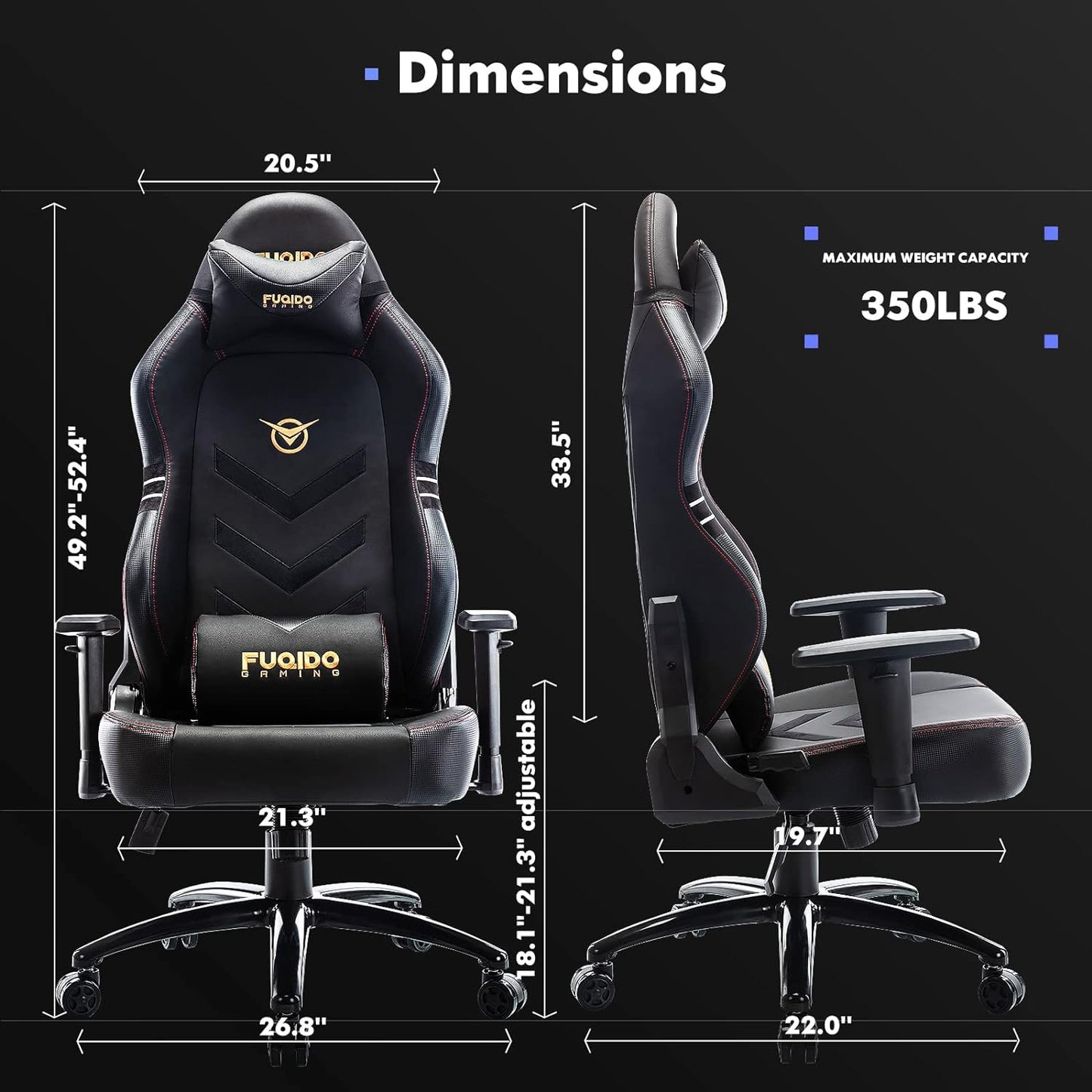 NEW - Big and Tall Gaming Chair 350lbs-Racing Computer Gamer Chair,Ergonomic Office PC Chair with Wide Seat, Reclining Back, Adjustable Armrest for Adult Teens-Black - Retail $143