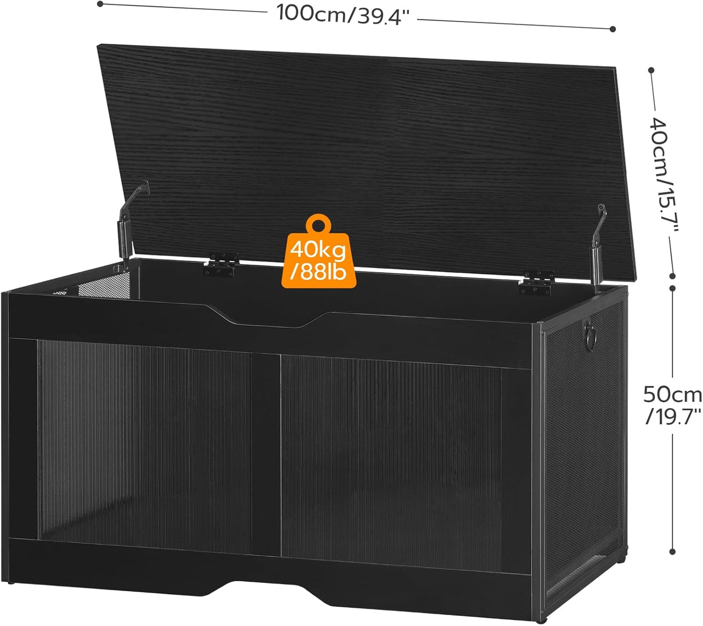 NEW - HOOBRO Storage Chest, 39.4" Storage Bench, Modern Shoe Bench, Toy Chest with U-Shaped Cut-Out Pull, Toy Box Organizer with Storage, Safety Hinge, for Living Room, Bedroom, Entryway, Black BB45CW01 - Retail $90