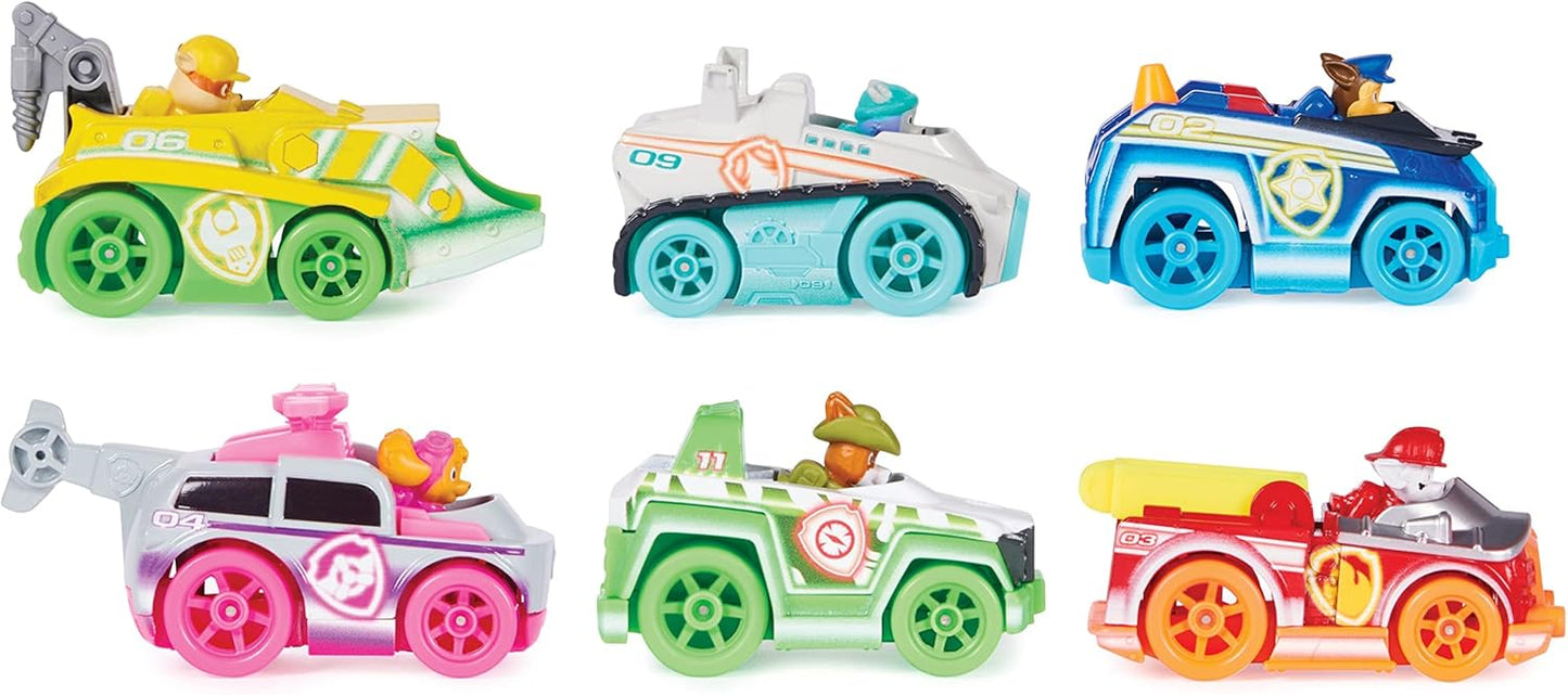 Paw Patrol, True Metal Neon Rescue Vehicle Gift Pack of 6 Collectible Die-Cast Toy Cars, 1:55 Scale, Kids Toys for Boys and Girls Ages 3 and up