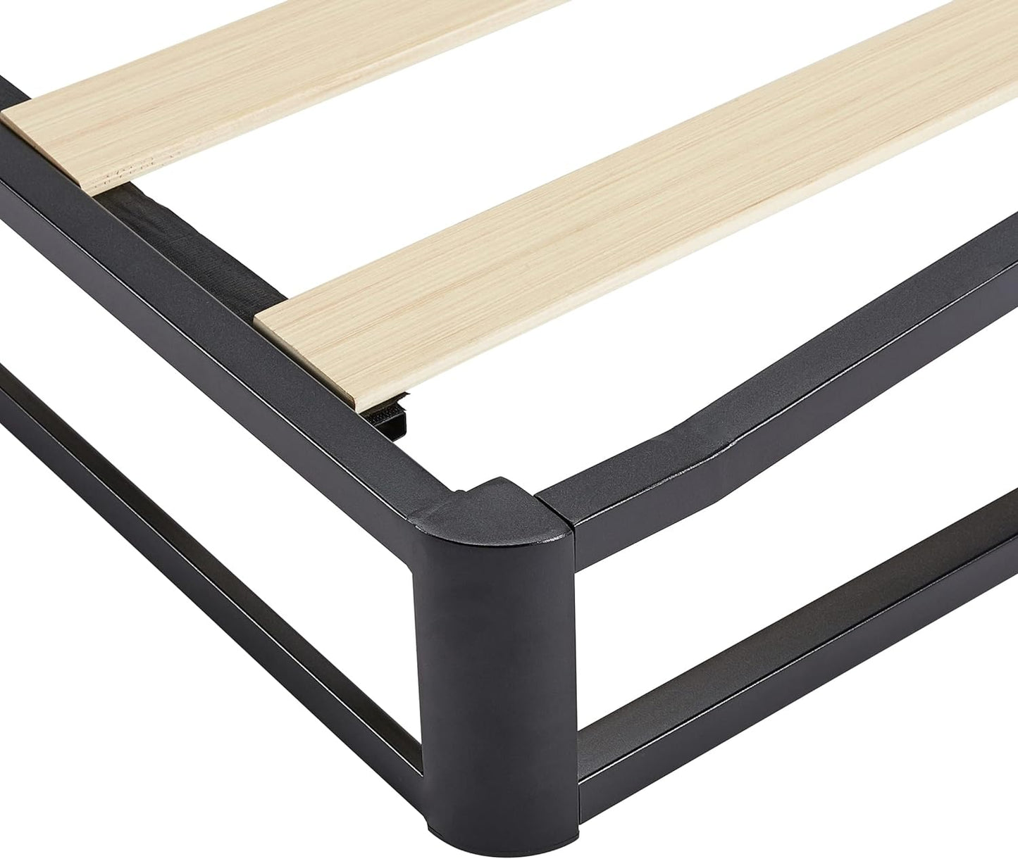 NEW - Amazon Basics QUEEN Metal Platform Bed Frame with Wood Slat Support, 10 Inches High, Black - Retail $137