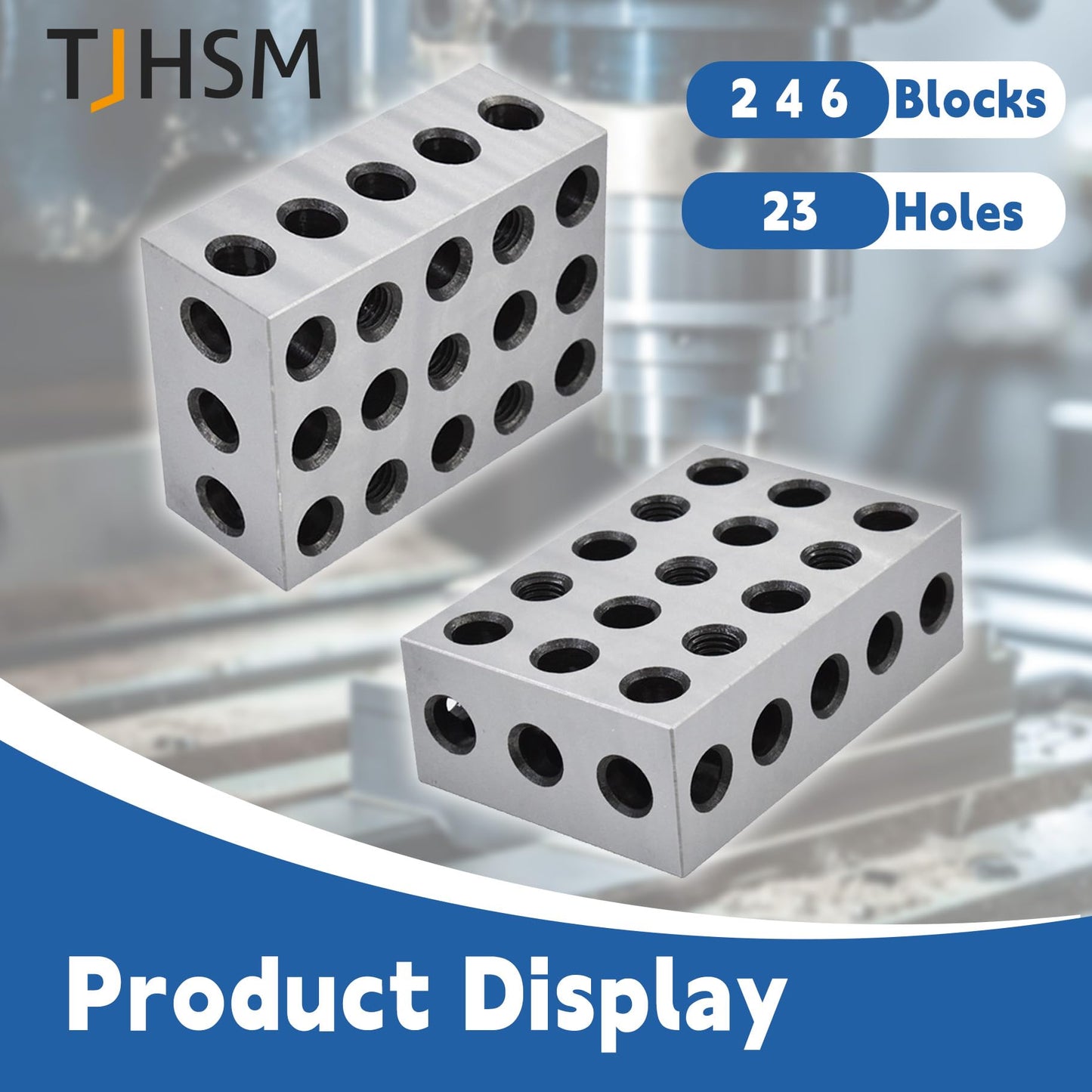 2-4-6 Blocks Matched Pair 23 Holes 0.0002 Ultra Precision Hardened Steel 246 Machinist Set Up Blocks for Milling Machine