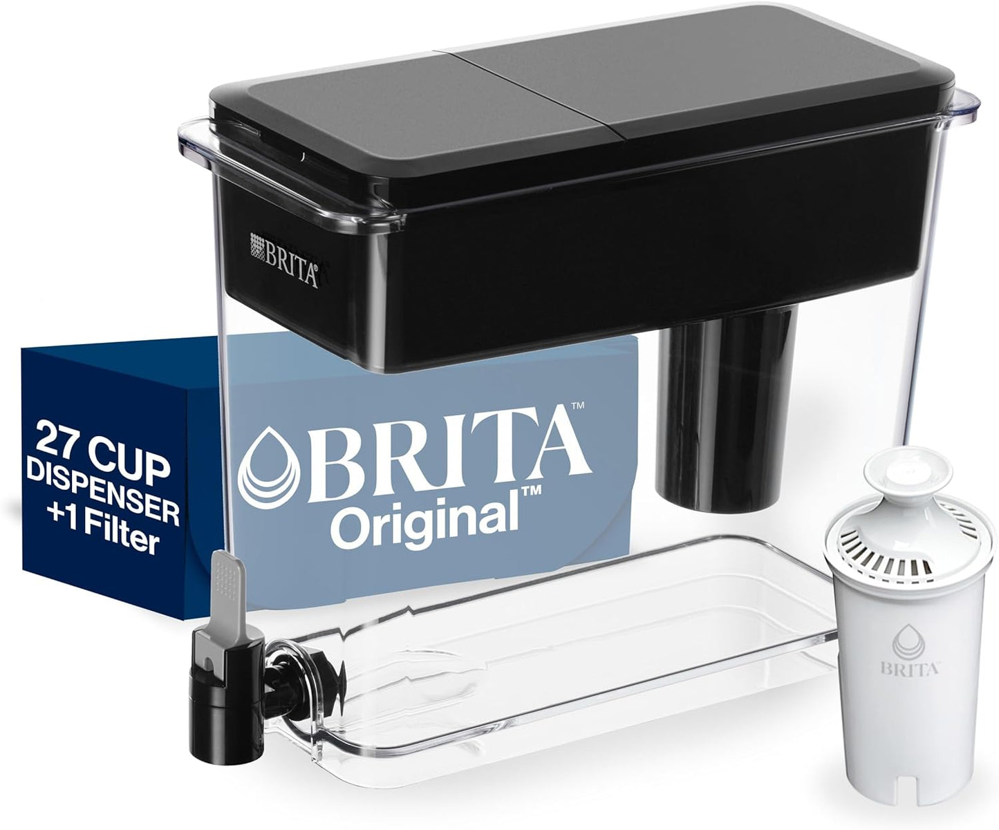 NEW - Brita UltraMax Large Water Dispenser With Standard Filter, BPA-Free, Reduces Copper, Cadmium and Mercury Impurities, Lasts 2 Months or 40 Gallons, Includes 1 Filter, Kitchen Accessories, Large 27-Cup