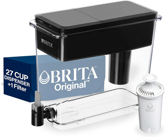 NEW - Brita UltraMax Large Water Dispenser With Standard Filter, BPA-Free, Reduces Copper, Cadmium and Mercury Impurities, Lasts 2 Months or 40 Gallons, Includes 1 Filter, Kitchen Accessories, Large 27-Cup