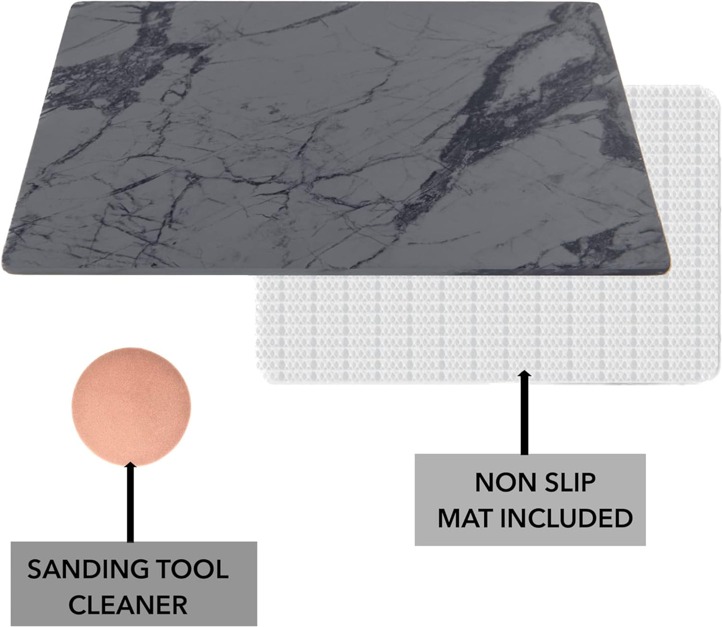 NEW - NUELUX Home Bath Stone Mat Stone Bath, Diatomaceous Earth Bath Mat Stone Non-Slip Stone Bath Mats for Bathroom, Fast-Drying Stone Bath Mat, Bath Stone Mat, Stone Shower Mat (Black Marble) - Retail $49