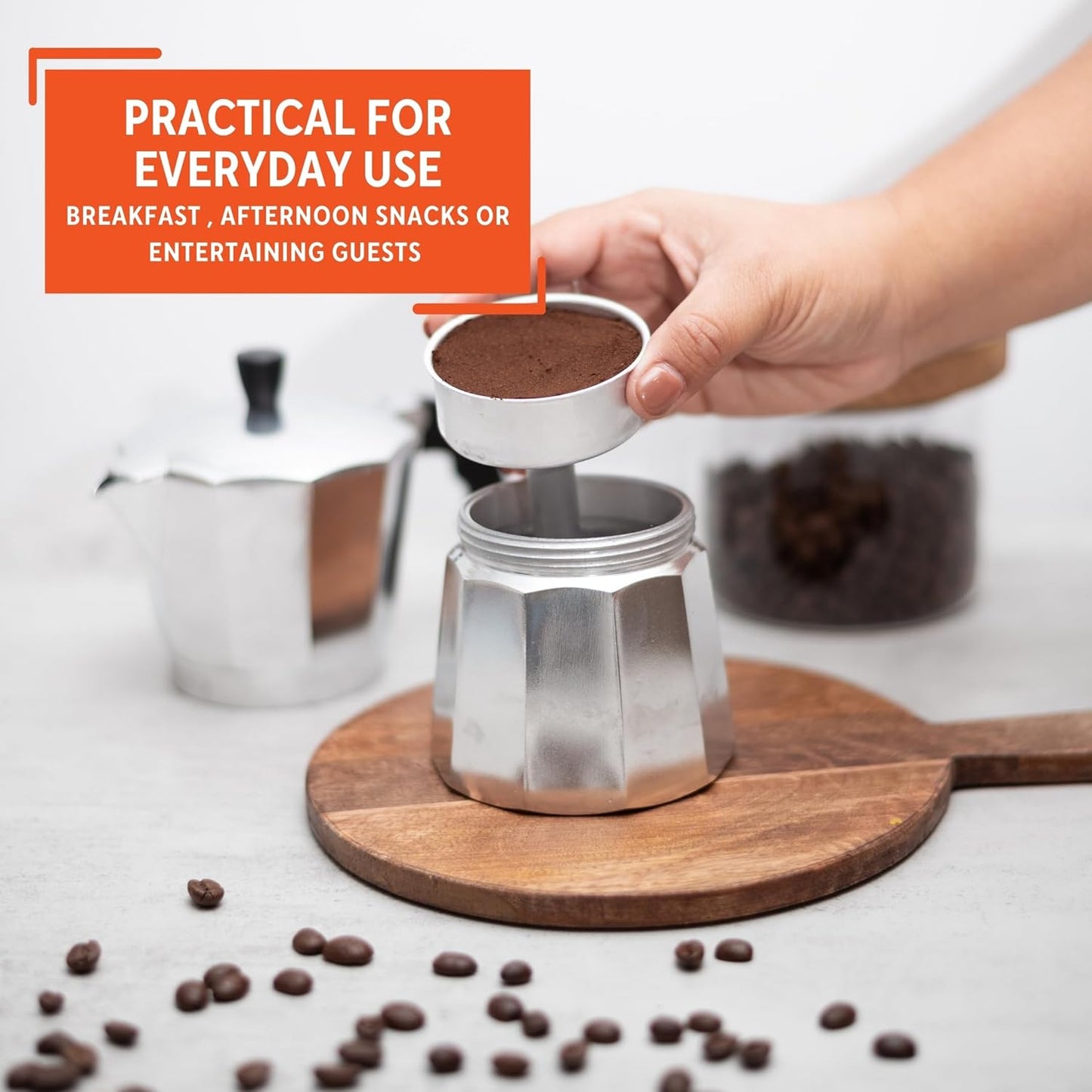 IMUSA 12-Cup Stovetop Espresso Maker, Cast Aluminum Coffee Maker, Cuban Coffee Brewer, Moka Pot Style, Portable Coffee Maker for Home, Camping, or Travel