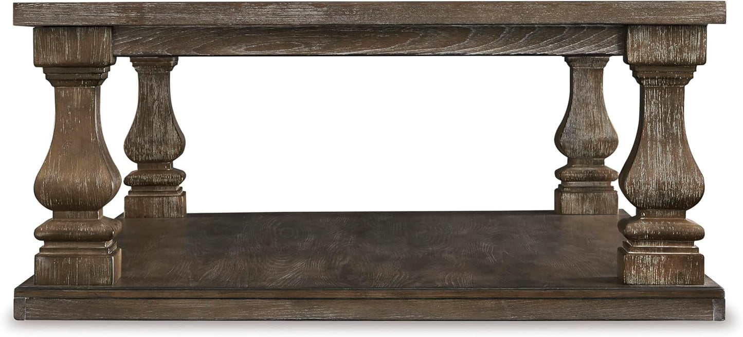 Damage - Signature Design by Ashley Johnelle Farmhouse Coffee Table with Weathered Gray Finish
