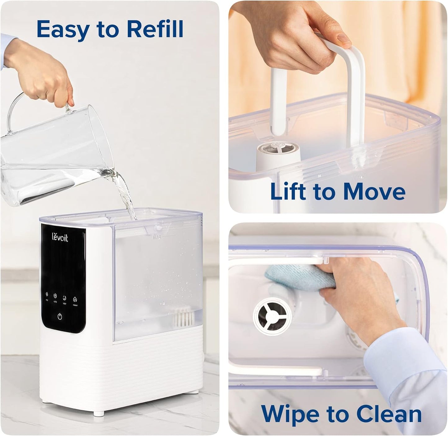 NEW - LEVOIT Humidifiers for Bedroom Home, Smart Warm and Cool Mist Air Humidifier for Large Room, Auto Customized Humidity, Fast Symptom Relief, Easy Top Fill, Essential Oil, Quiet, OasisMist4.5L, White