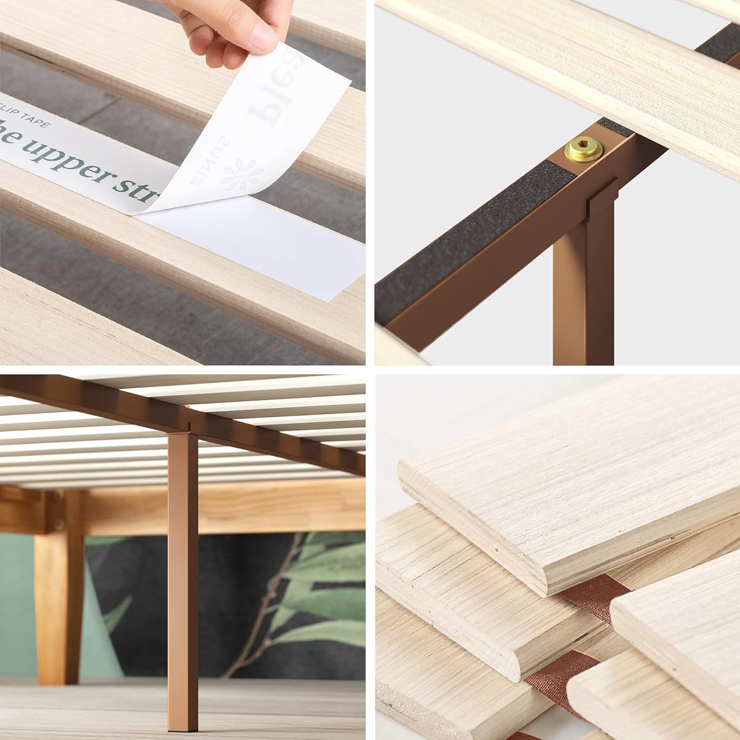 ZINUS Moiz Wood Platform Bed Frame, Wood Slat Support, No Box Spring Needed, Easy Assembly, Natural, Full - Retail $150