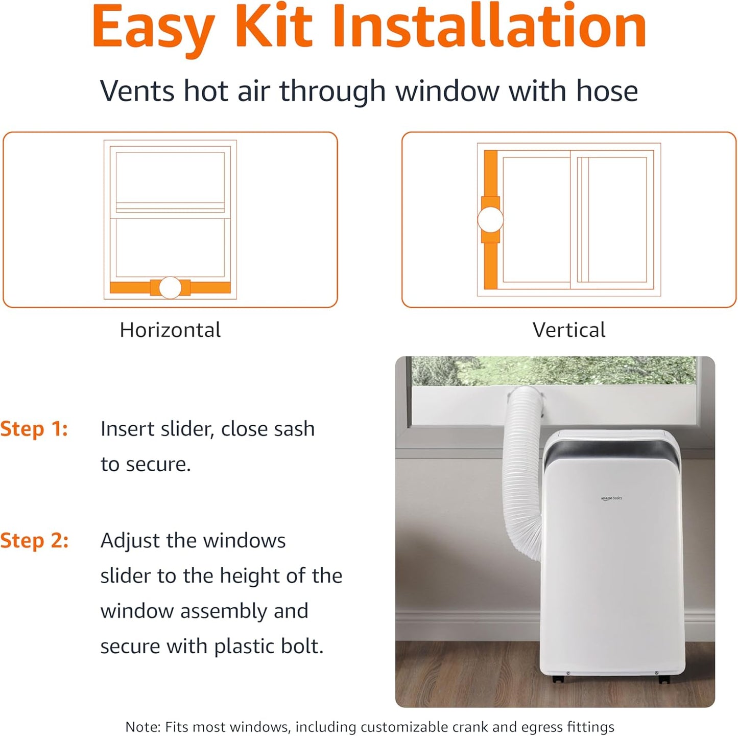 Amazon Basics 4-In-1 Portable AC (Air Conditioner), with Cool/Heat/Dry (Dehumidifier)/Fan-Only Functions, Auto Mode, Sleep Mode, Timer, Cools 550 Sqf, 13,000 BTU (ASHARE)/10000 BTU (SACC), White