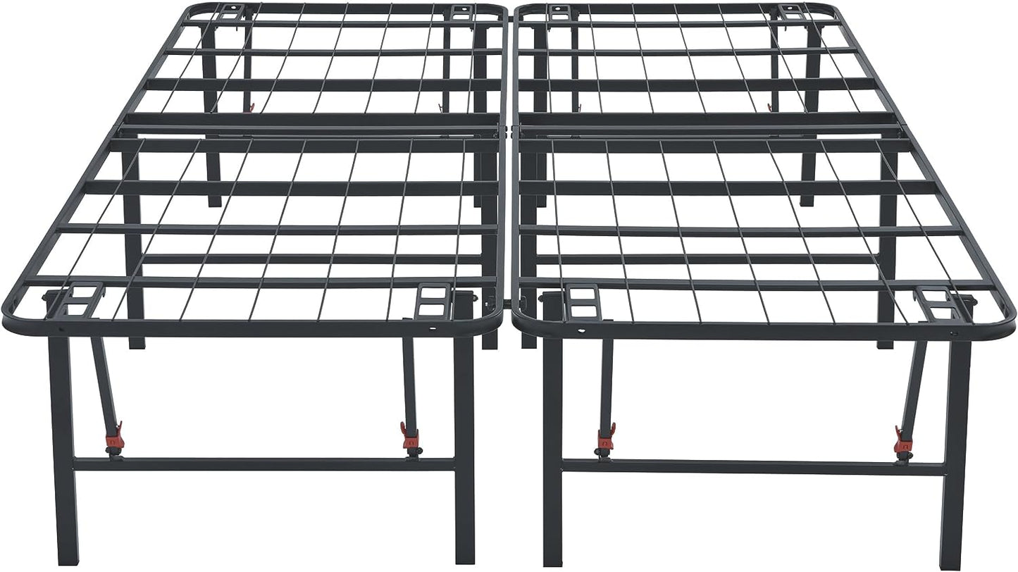 NEW - Amazon Basics QUEEN Foldable Metal Platform Bed Frame with Tool Free Setup, 18 Inches High, Sturdy Steel Frame, No Box Spring Needed, Black - Retail $155