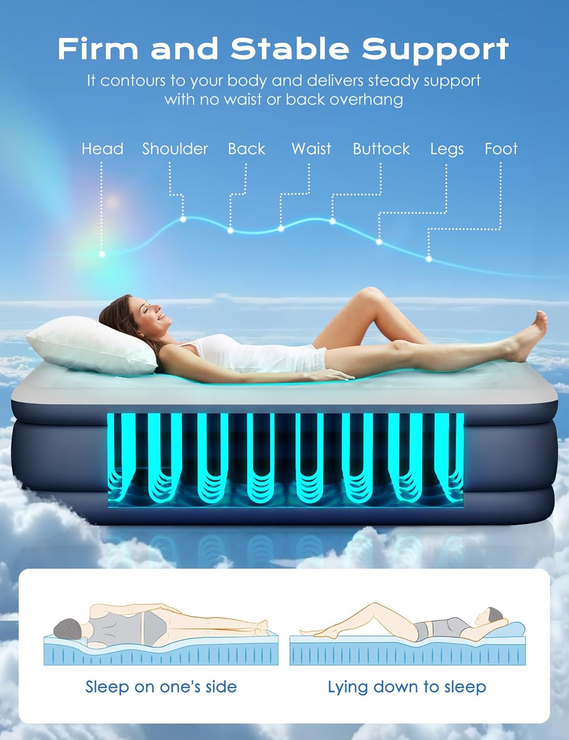 Twin Air Mattress with Built in Pump Raised, 18'' High Inflatable Mattress Electric Blow Up Mattress Fast Blow Up Bed Tall Comfortable Airbed for Camping, Home Guests, Travel w/ Storage Bag 550Lbs Max