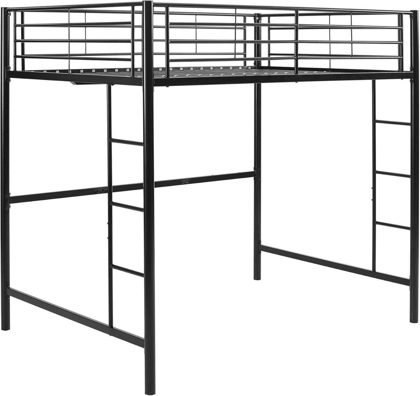 Walker Edison Timothee Urban Industrial Metal Double over Loft Bunk Bed, Full Loft, Black