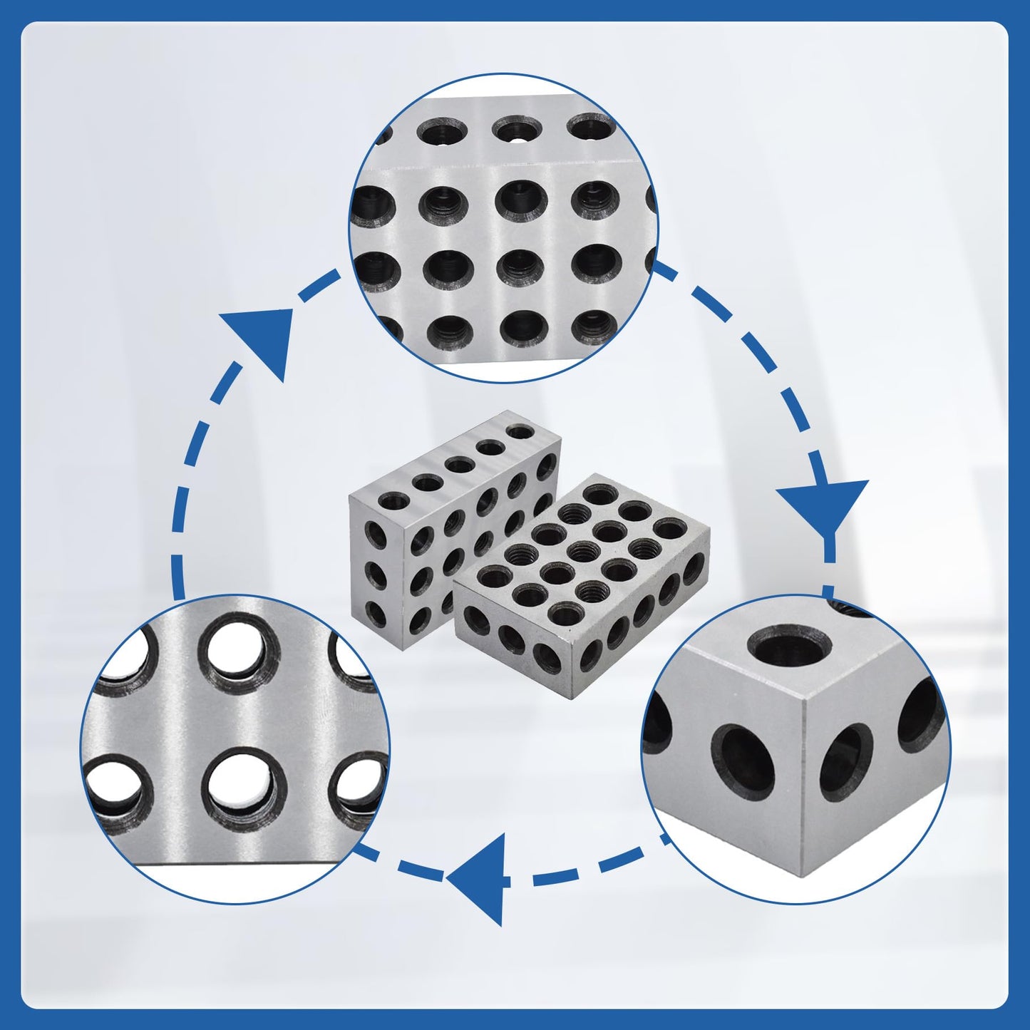 2-4-6 Blocks Matched Pair 23 Holes 0.0002 Ultra Precision Hardened Steel 246 Machinist Set Up Blocks for Milling Machine