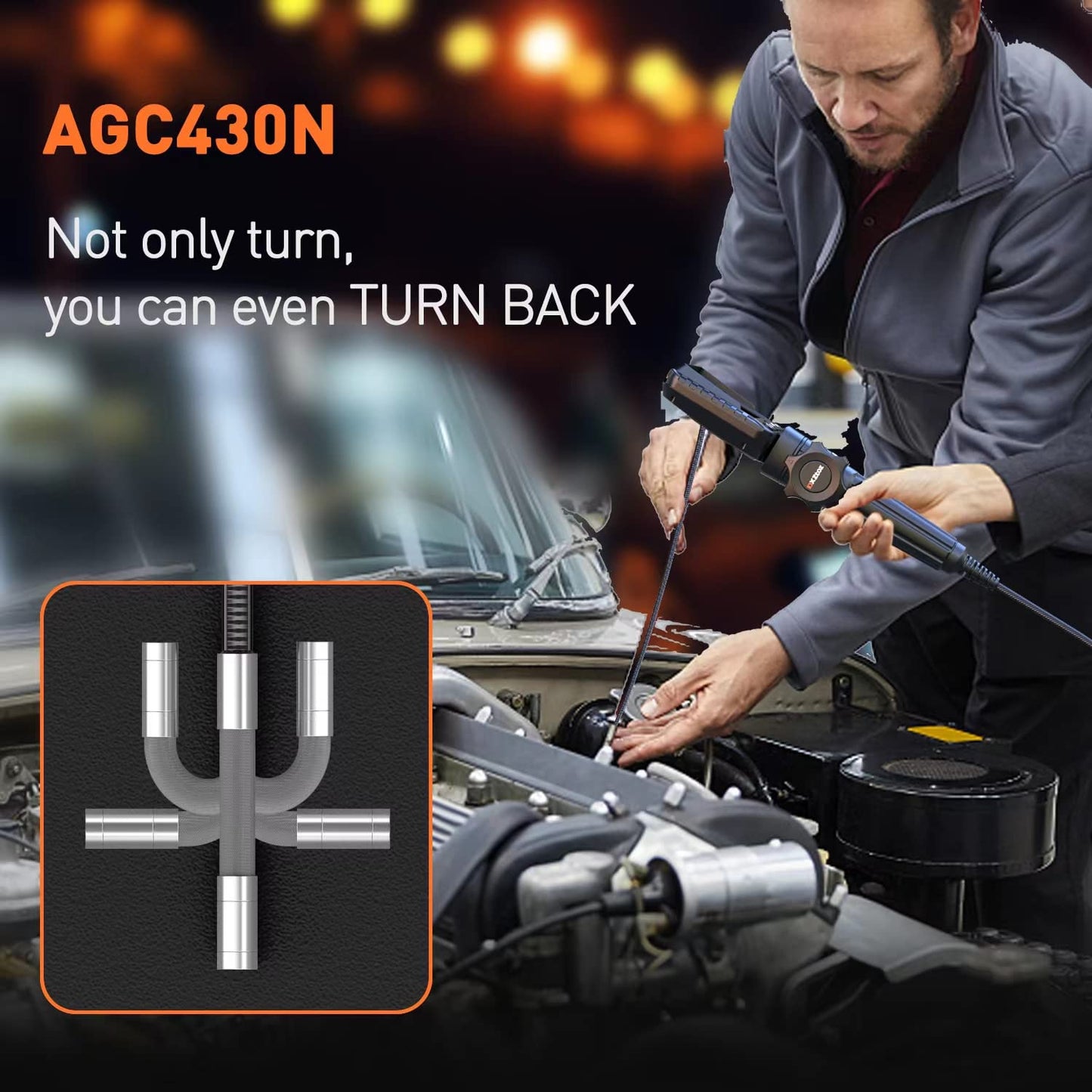 NEW - Two-Way Articulating Borescope, Industrial Endoscope with 0.33in Articulated Snake Camera, Video Inspection Scope with Light for Automotive Aircraft Mechanics- 5.5FT - Retail $110