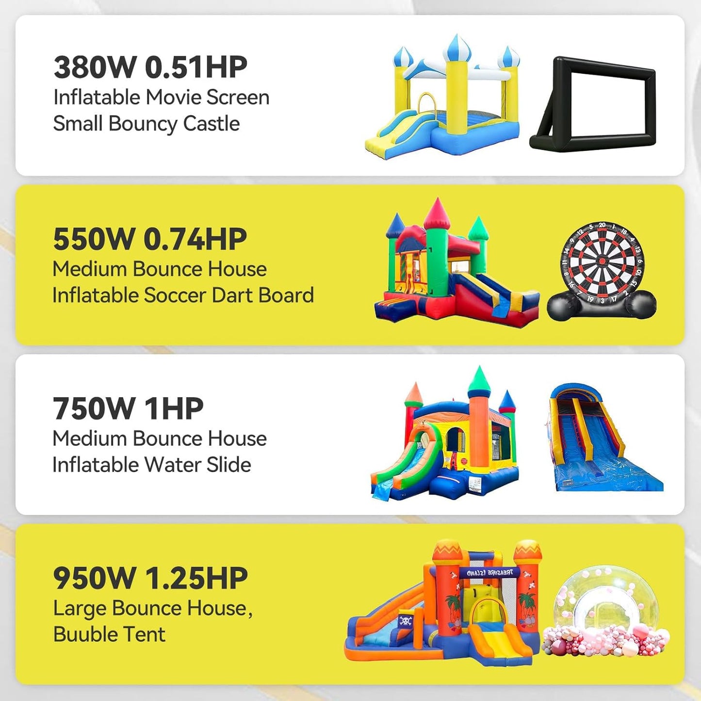Bounce House Blower, Inflatable Blower Portable Air Pump for Outdoor Inflatables, Jump Slides, Water Slide, Inflatable Castle