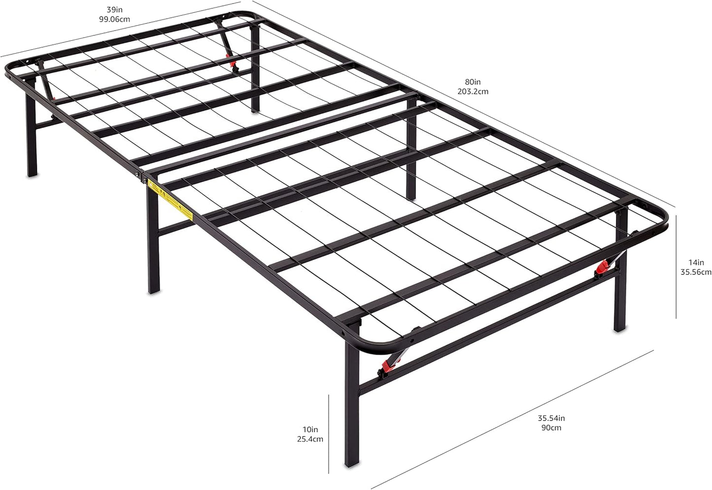 NEW - Amazon Basics Foldable Metal Platform Bed Frame with Tool Free Setup, 14 Inches High, Sturdy Steel Frame, No Box Spring Needed, Twin XL, Black - Retail $102