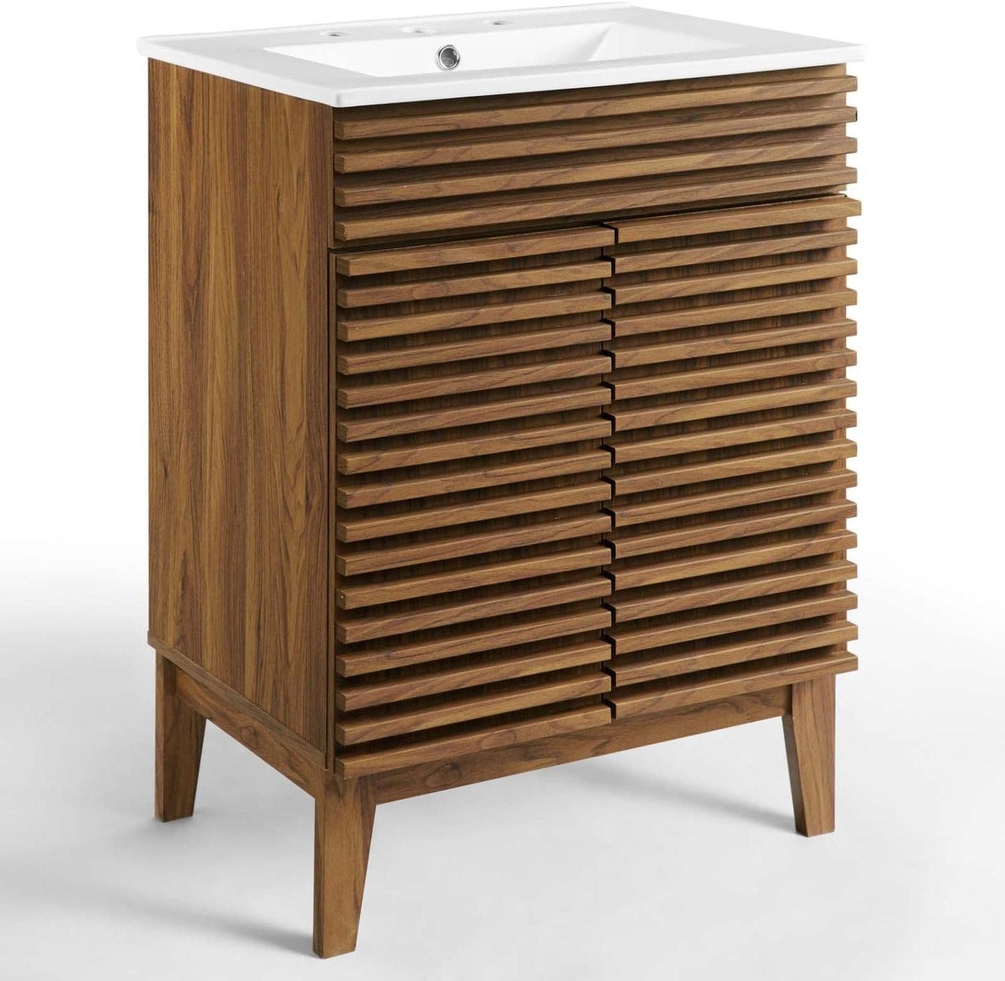 Modway Render Mid-Century Bathroom Vanity in Walnut,24 Inch - Retail $277