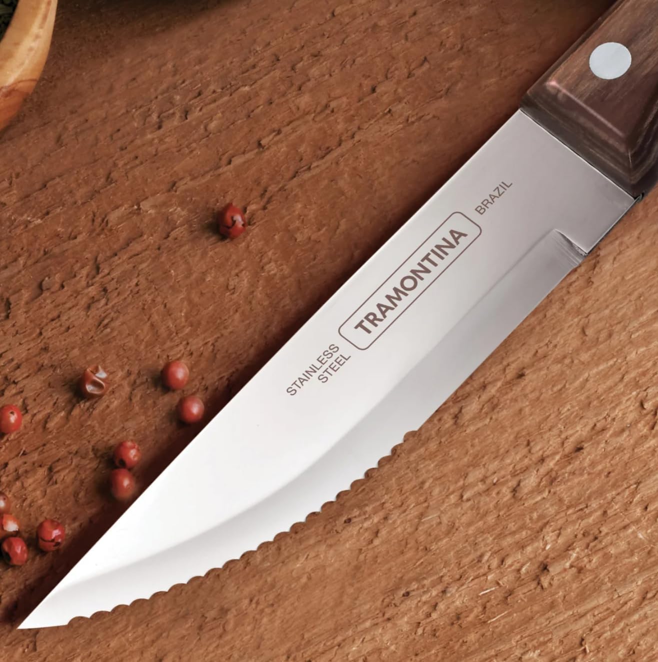 Tramontina 6-Piece Jumbo Steak Knife Set – Stainless Steel Blades with Ergonomic Handles