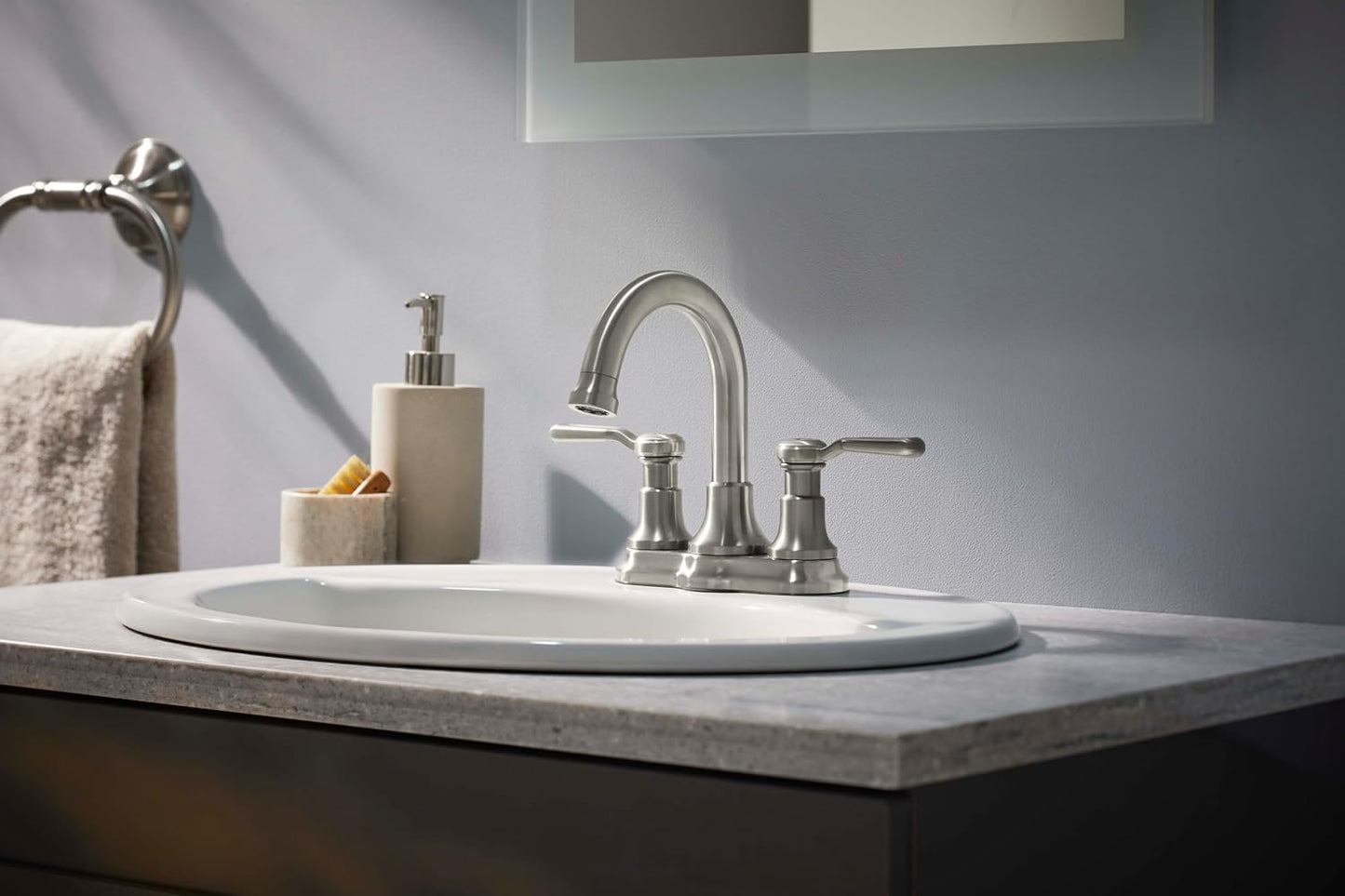 NEW - KOHLER Ludington Centerset Bathroom Sink Faucet Brushed Nickel - Retail $78