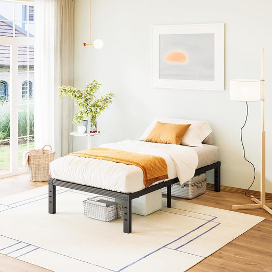 FULL Bed Frame / 18 Inch Metal-Bed-Frame / No Box Spring Needed / Easy Assembly  /Reinforced Steel Slats Support / Heavy Duty Mattress Foundation