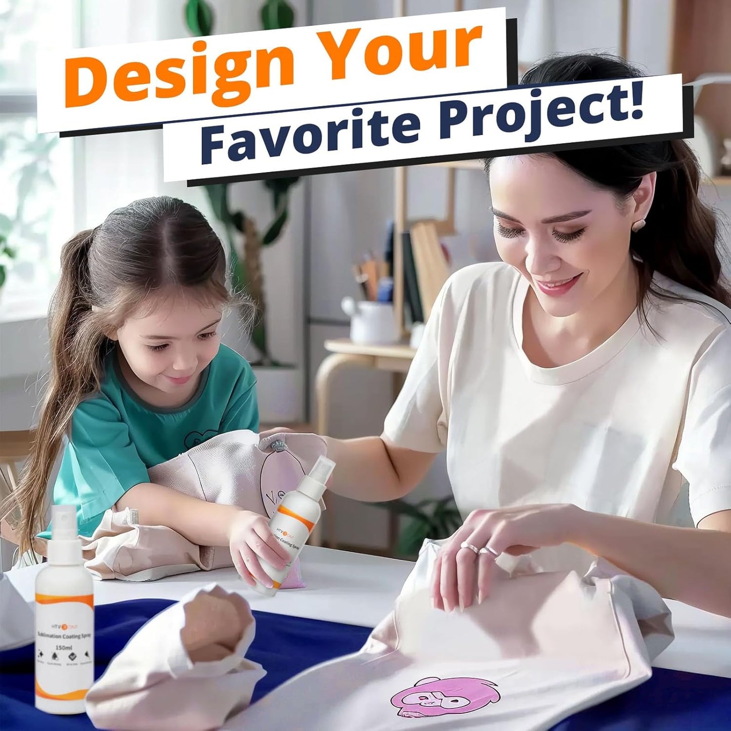 HTVRONT Sublimation Coating Spary for Cotton Shirts - Upgrade Version 2x150ml Sublimation Spray for All Fabric, Canvas, Pillow, Shirts, Carton, Sublimation Spray Quick Dry & High Gloss & Washable - Retail $17