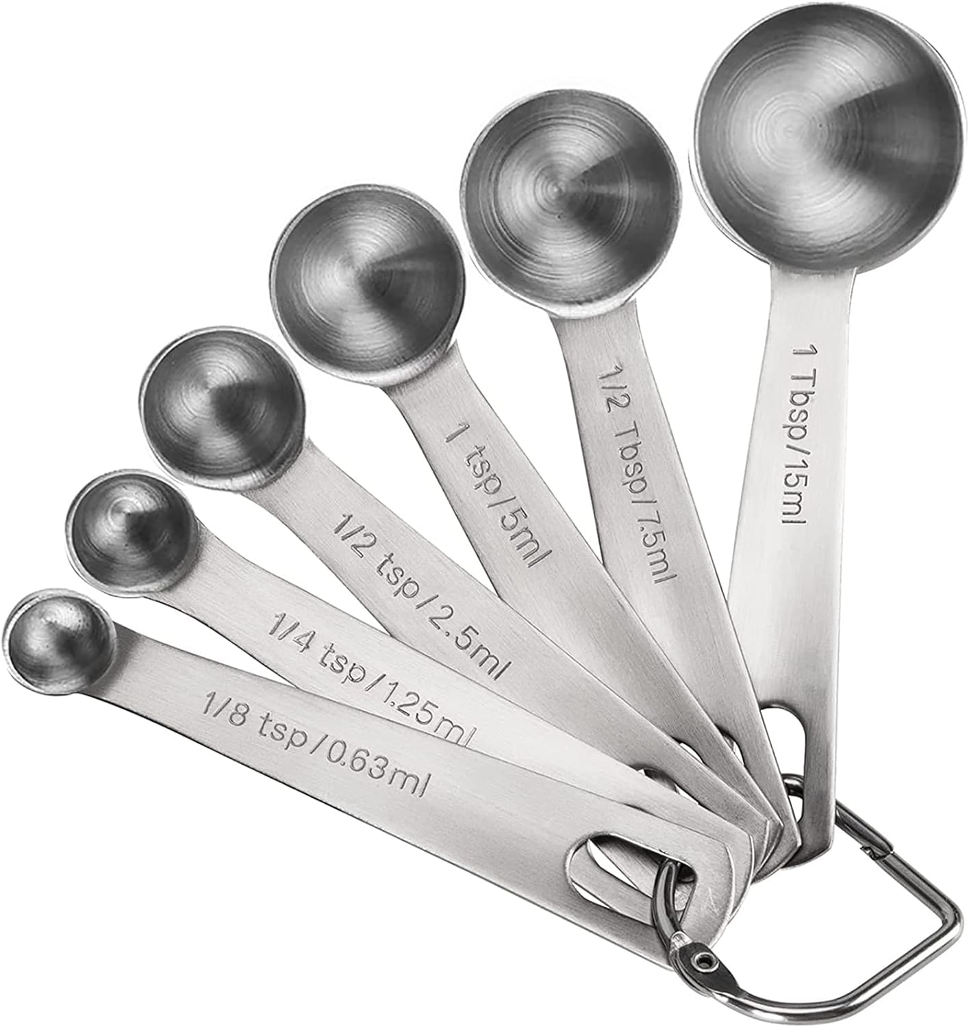 Premium Heavy Duty Stainless Steel Measuring Spoons Cups Set, Small Tablespoon with Metric and US Measurements, Set of 6