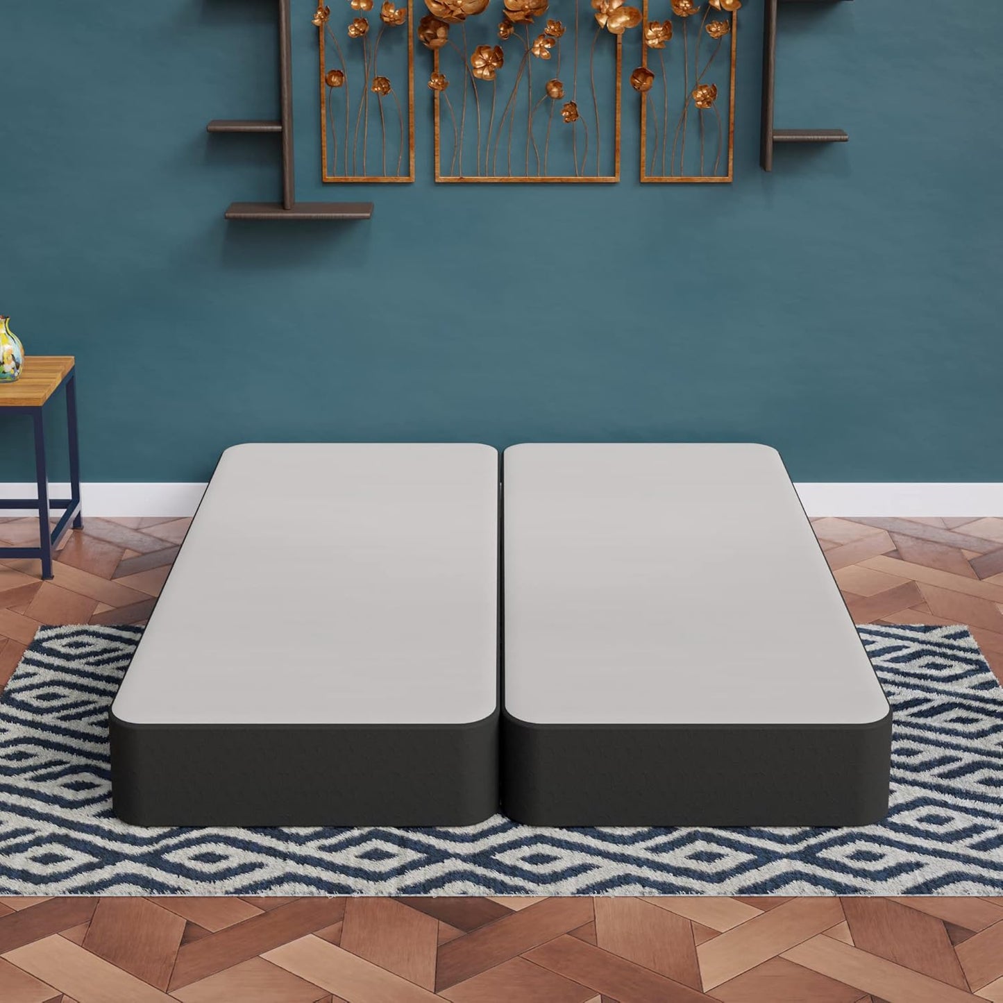 NEW - 4-Inch KING Sturdy Box Spring for Mattress Support-Durable and Fully Assembled, Natural Wood Foundation - Retail $205