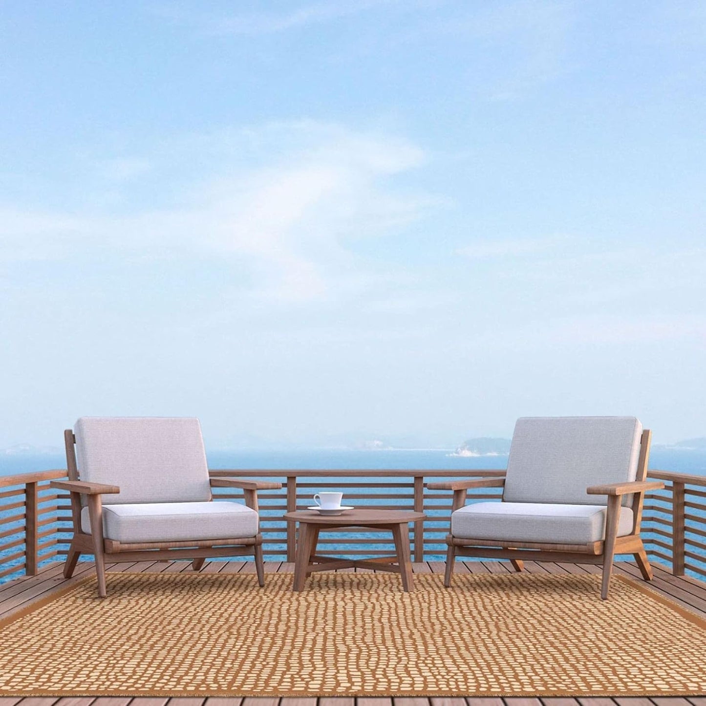 NEW - Tommy Bahama Marlin Transitional Indoor/Outdoor Area Rug, Brown, 7'10"x10'2" - Retail $123