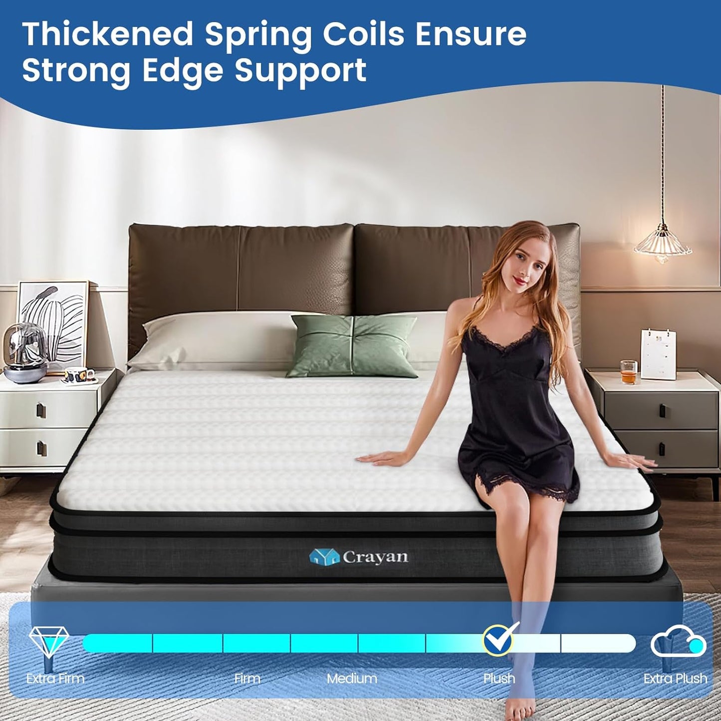 NEW - Crayan FULL Mattress, 10 Inch Hybrid Mattress with Individual Pocket Spring - Retail $175