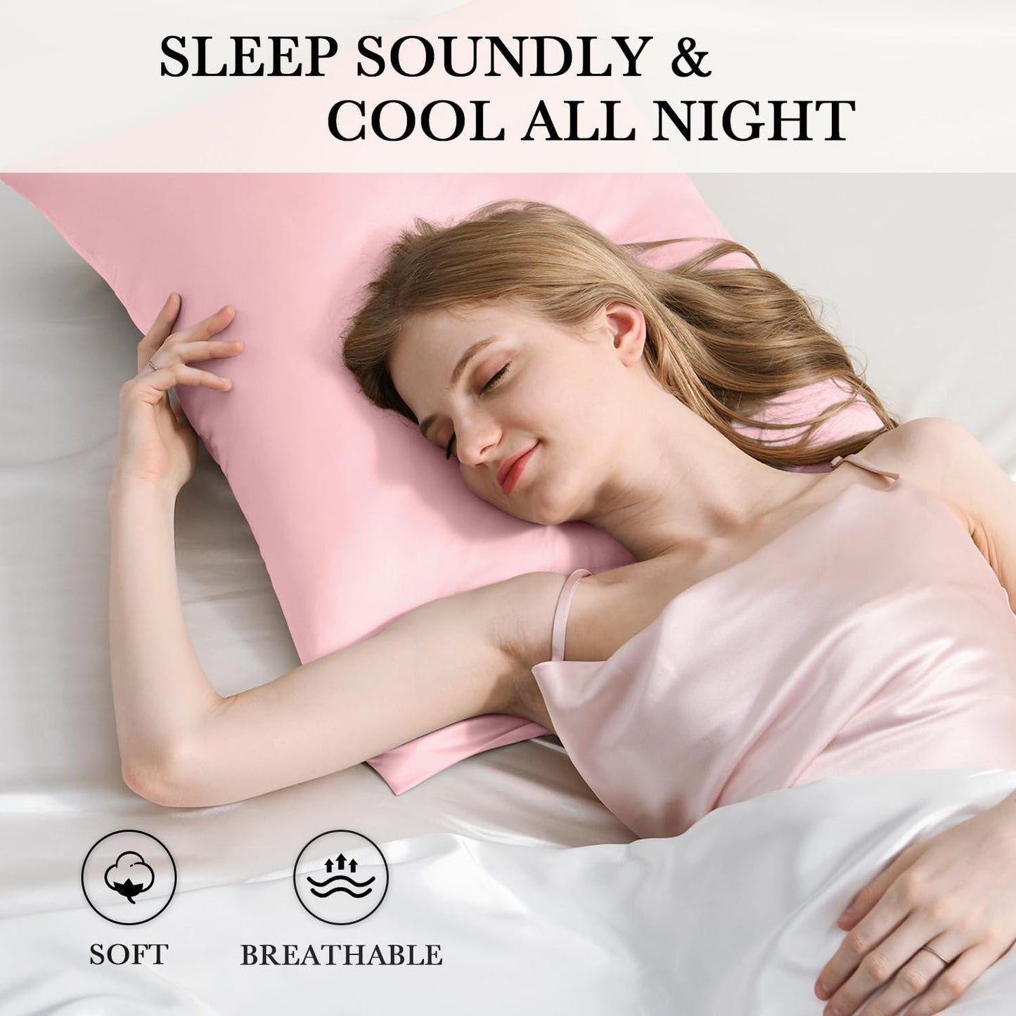 Softhour Silky Pillowcase Premium Satin Pillow Cases with Zipper Closure for Hair and Skin, King Size 20 x 36 Inches, Gifts for Women Men, Pink