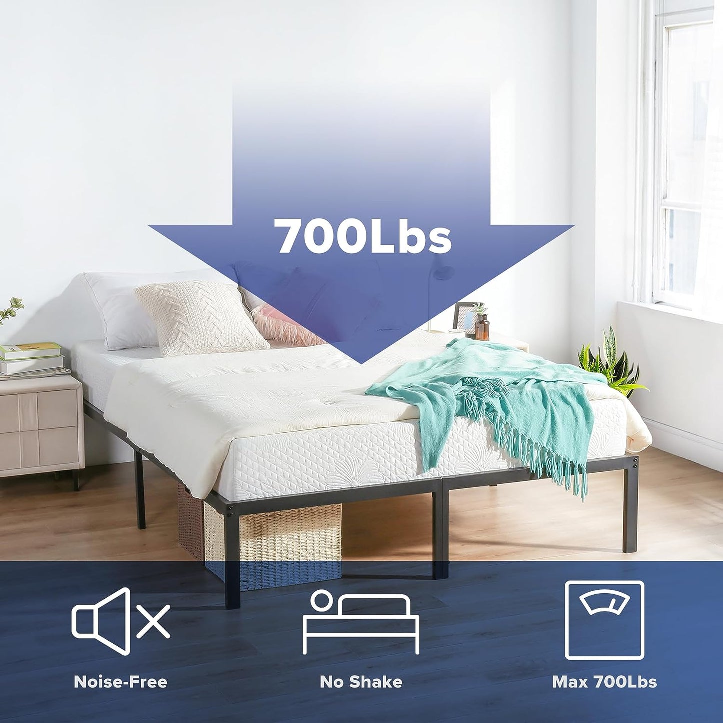 NEW - Olee Sleep FULL 18 Inch Heavy Duty Steel Slat Anti-Slip Support, Black - Retail $118