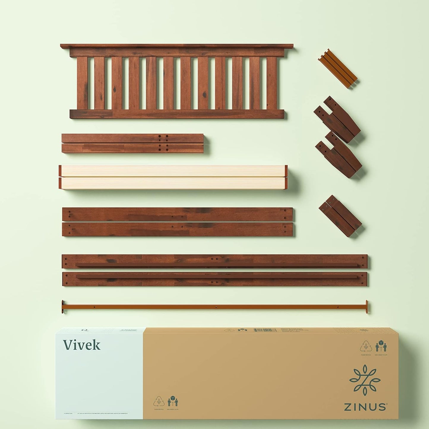 ZINUS Vivek Wood Platform Bed Frame with Headboard / Wood Slat Support / No Box Spring Needed / Easy Assembly, King