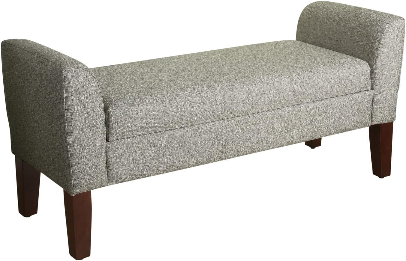 NEW - HomePop Tara Upholstered Storage Settee Bench with Hinged Lid, Grey - Retail $172