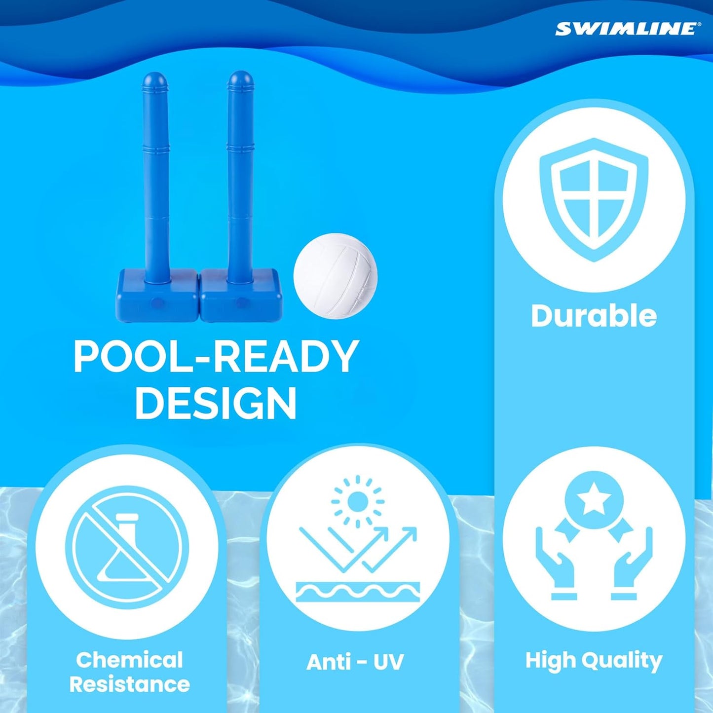 NEW - Swimline Molded Cross-Pole Volly, One Size - Retail $49
