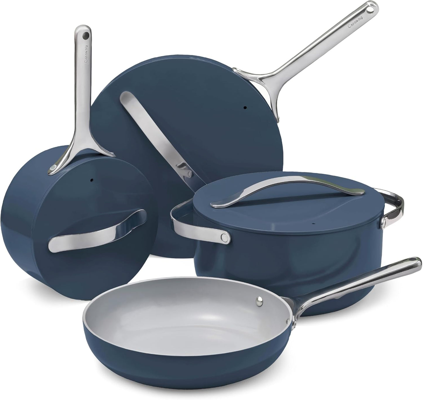 Caraway Non-stick Ceramic Cookware Set (12 Piece) Pots, Pans, Lids and Kitchen Storage - PFAS & PFOA Free