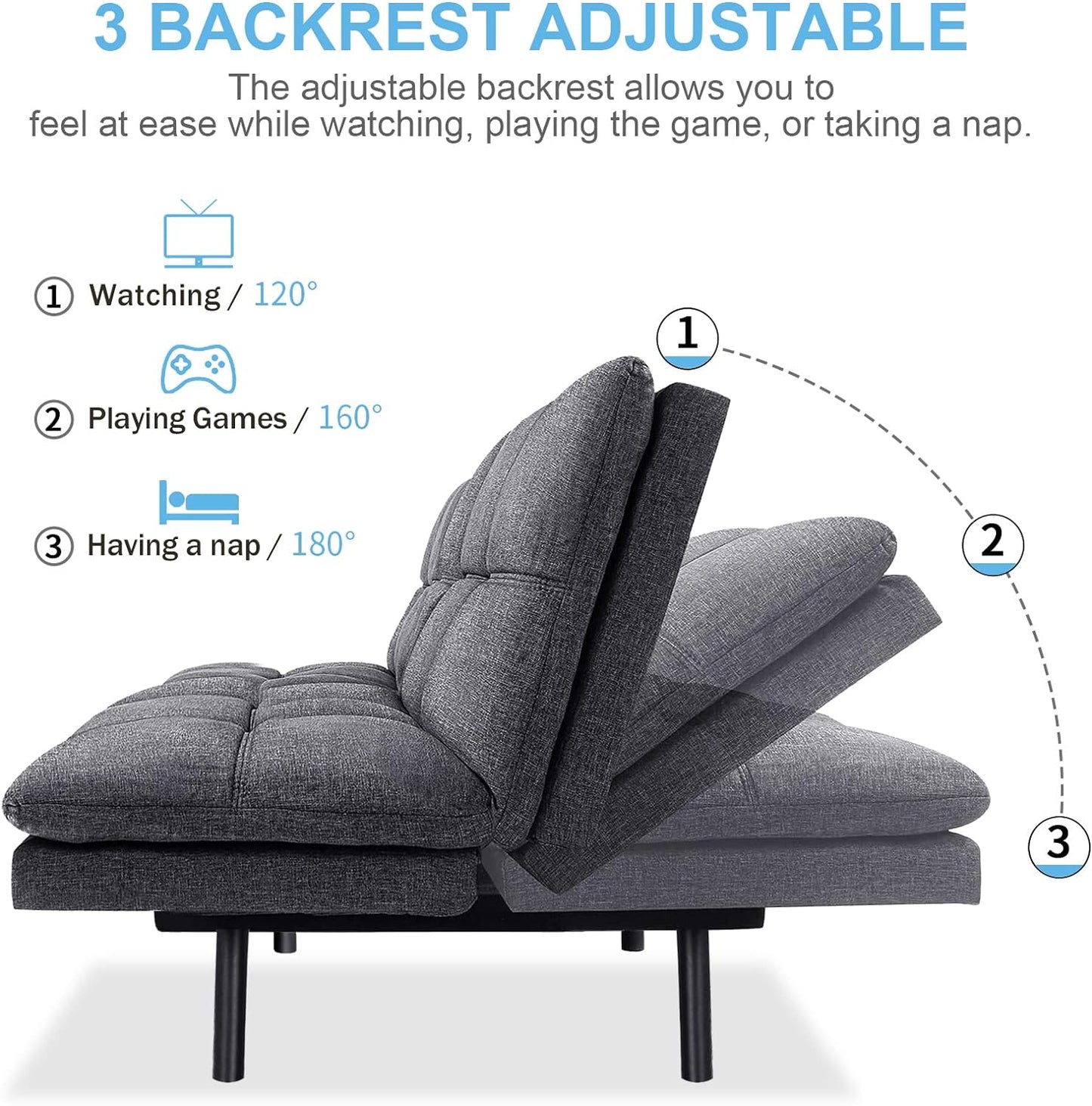 Opoiar FA-DGY-New Sofabed, Dark Grey - Retail $219