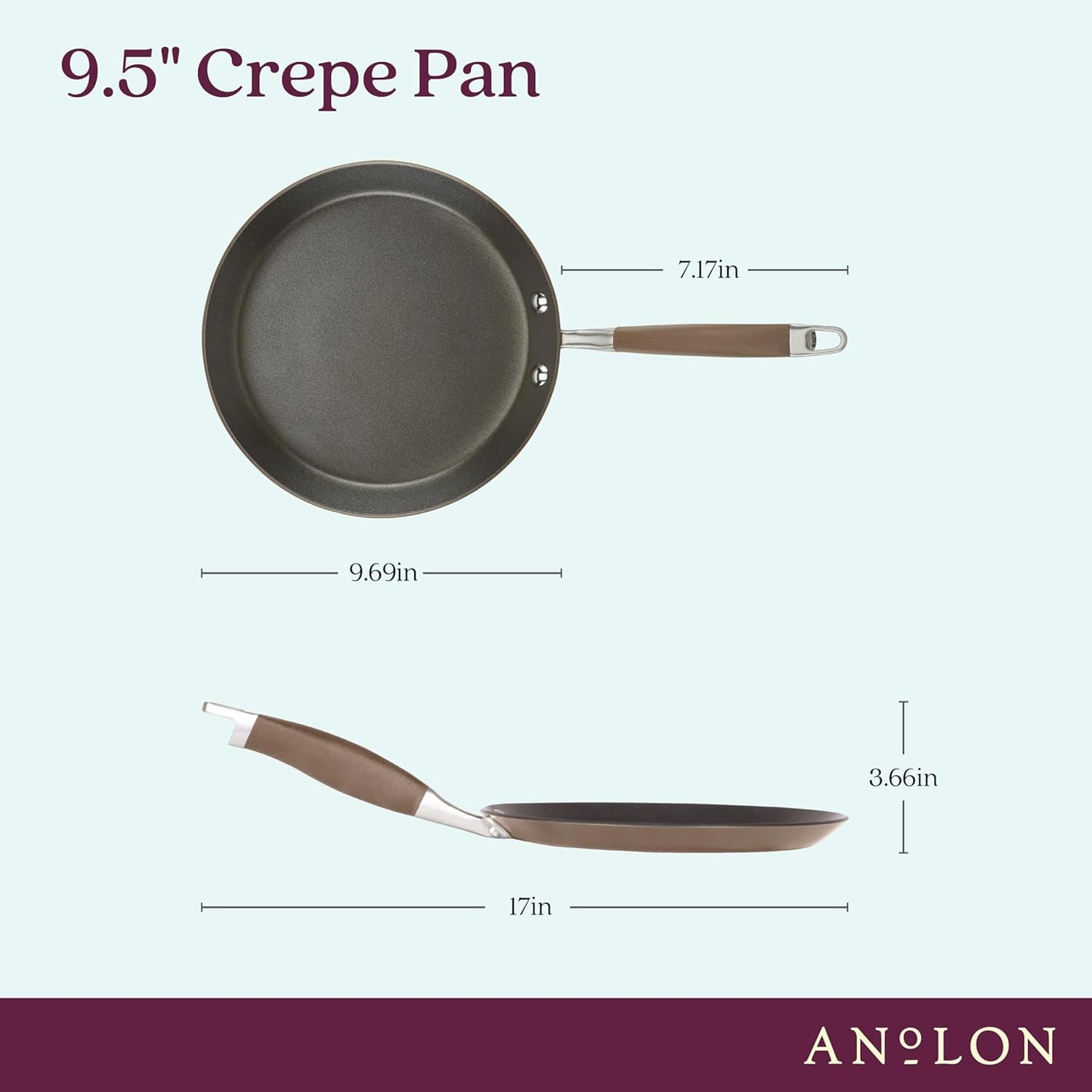 Anolon Advanced Home Hard Anodized Nonstick Crepe Pan, 9.5 Inch, Bronze