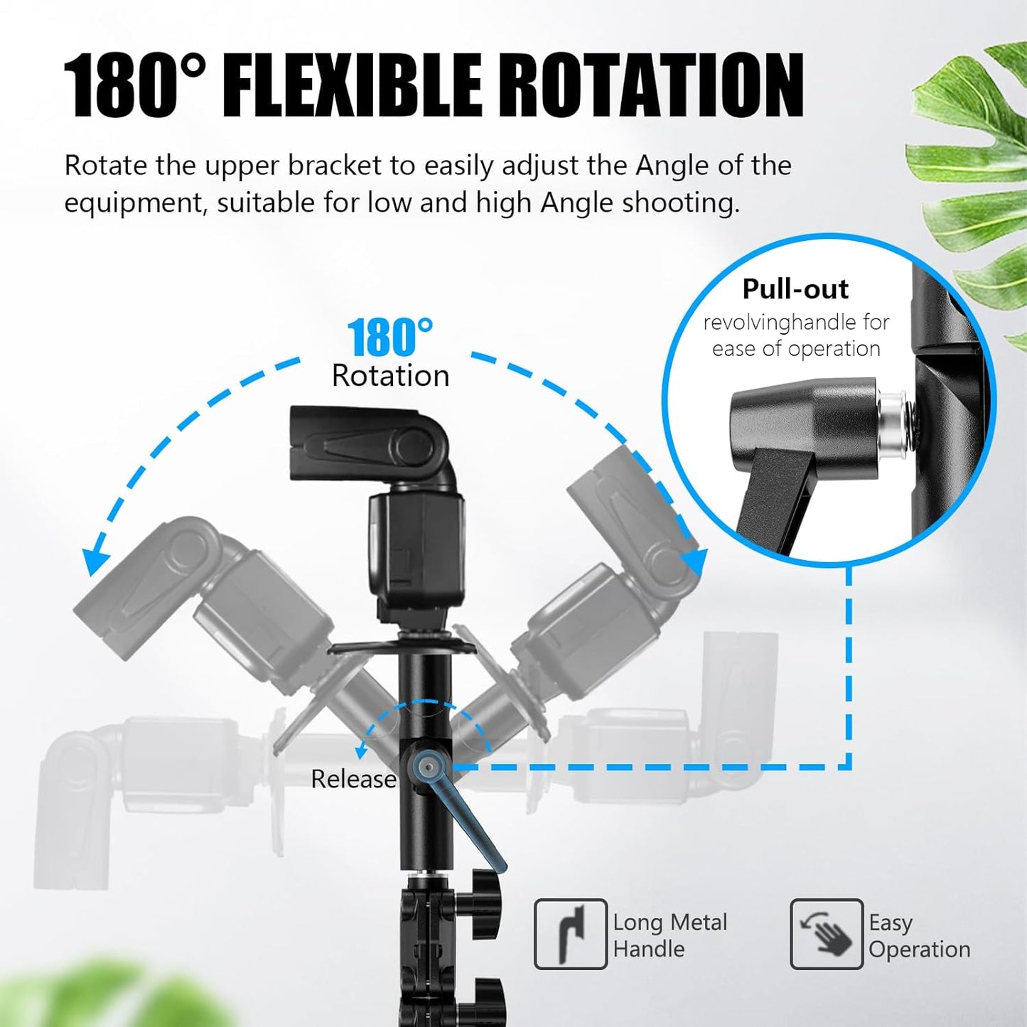 EMART Camera Flash Bracket H Type Mount with Umbrella Softbox Holder, 180° Swivel Adjustable Metal Light Stand Adapter with 1/4" to 3/8" Screw for Speedlite LED Tripod (2 Pack)