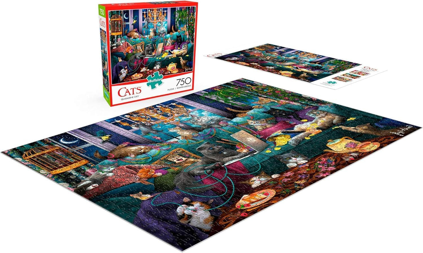Buffalo Games - Brigid Ashwood - Quarantine Cats - 750 Piece Jigsaw Puzzle For Adults -Challenging Puzzle Perfect for Game Nights - Finished Size is 24.00 x 18.00