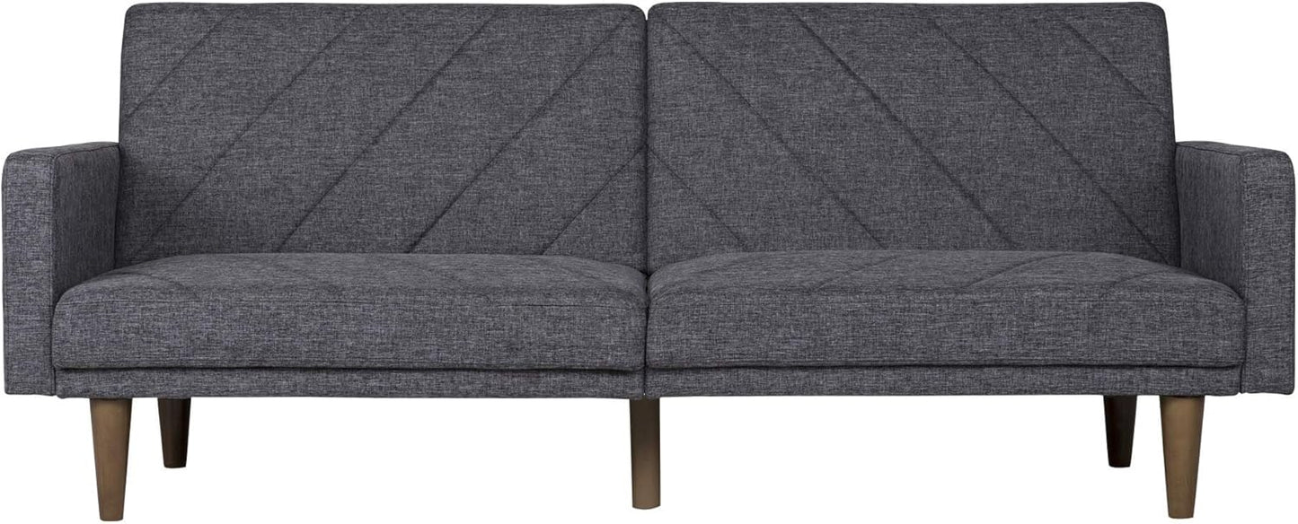 NEW - DHP Paxson 79 Inch Futon Sofa Bed, Upholstered Couch Sleeper with Diagonal Tufting, Mid-Century Modern, Gray - Retail $319