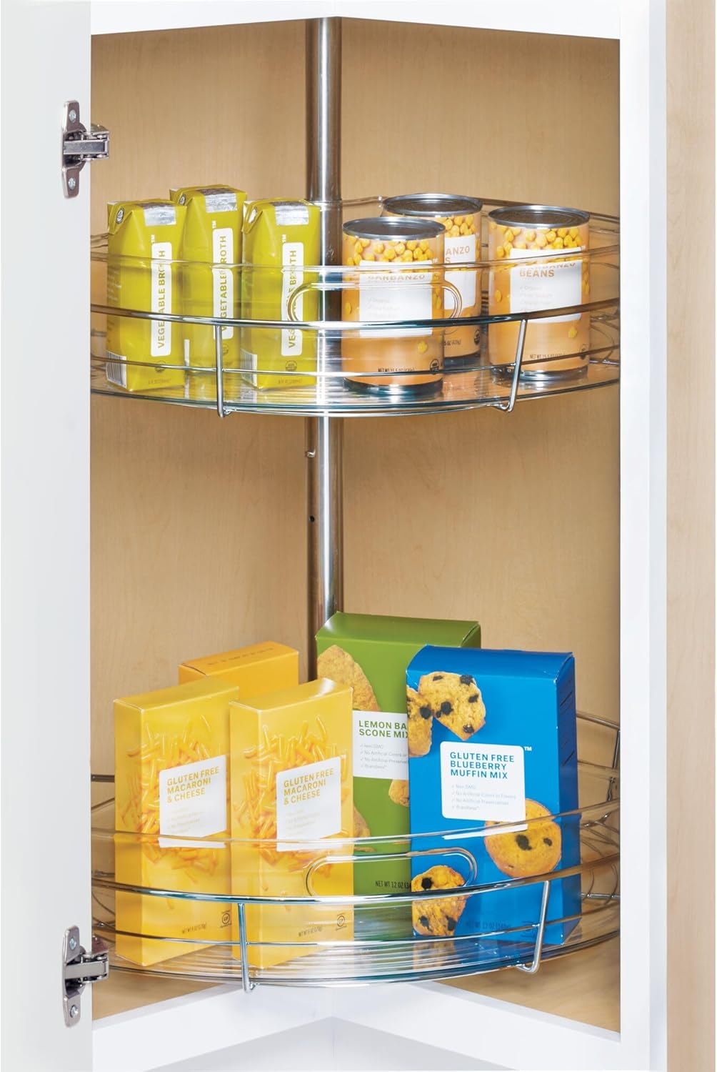 iDesign Lazy Susan 1/4 Wedge Organizer Bin with Handle for Corner Cabinet - Clear - Made in USA